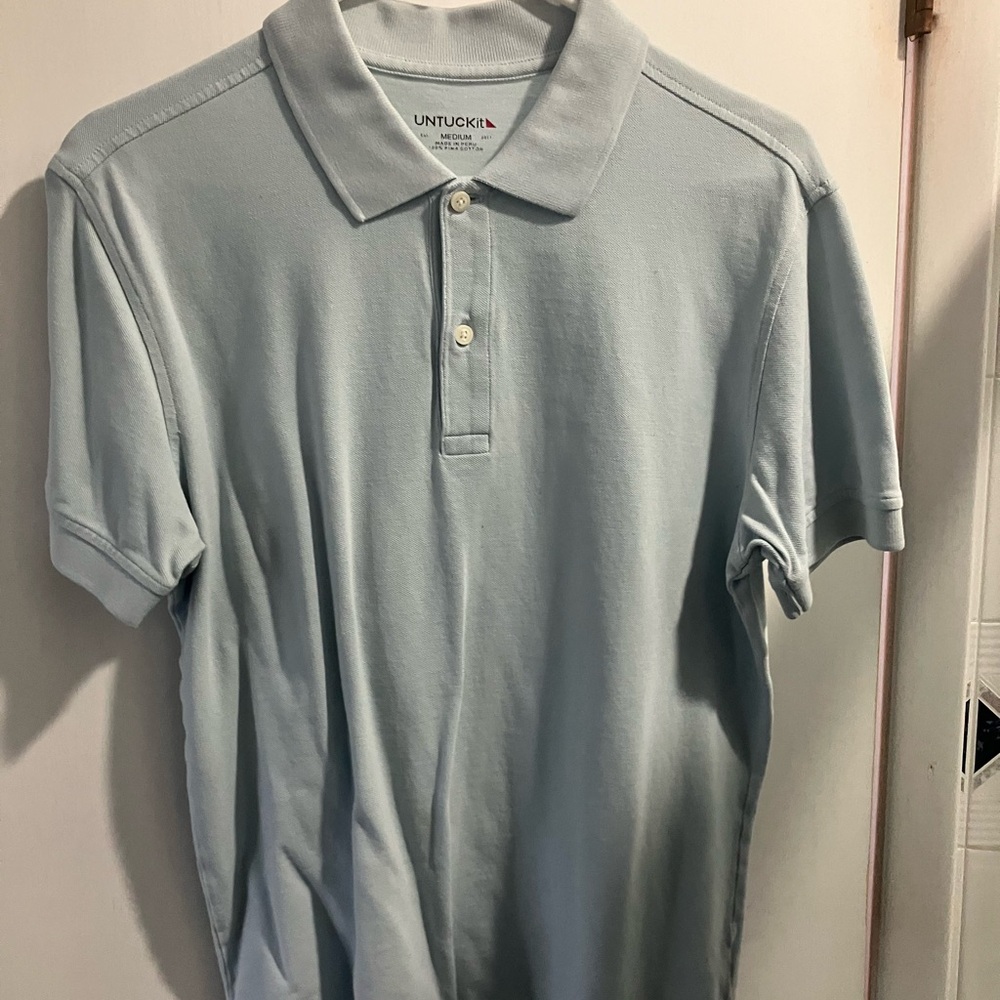 UNTUCKit brand designer light blue pullover golf polo shirt adult size medium - Picture 7 of 10